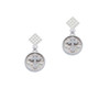 Botonee Cross - Round Seal White Clear Crystal Diamond-Shape Earrings