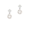 Dove Disc White Clear Crystal Diamond-Shape Earrings