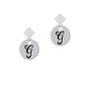 Large Script Letter - G - 3/4'' Disc - White Clear Crystal Diamond-Shape Earrings
