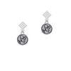 Hope in Circle White Clear Crystal Diamond-Shape Earrings