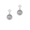 Ladybug - Round Seal White Clear Crystal Diamond-Shape Earrings