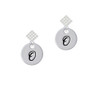 Large Script Letter - O - 3/4'' Disc - White Clear Crystal Diamond-Shape Earrings