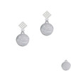 Stainless Steel Disc Real Heroes Teach White Clear Crystal Diamond-Shape Earrings