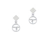 Gymnast Silhouette in 1/2'' Disc White Clear Crystal Diamond-Shape Earrings