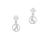 Field Hockey Player Silhouette in 1/2'' Disc White Clear Crystal Diamond-Shape Earrings