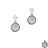 Stainless Steel Run Like a Girl - Strong and Fierce on Flange White Clear Crystal Diamond-Shape Earrings