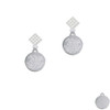 Stainless Steel Disc Stronger Braver Smarter White Clear Crystal Diamond-Shape Earrings