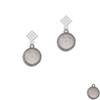 Stainless Steel Sun Sea Sand Serenity on Flange White Clear Crystal Diamond-Shape Earrings