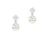 Te Quiero Disc White Clear Crystal Diamond-Shape Earrings