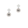 Disc 1/2'' Initial - u - White Clear Crystal Diamond-Shape Earrings