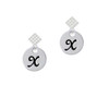Large Script Letter - X - 3/4'' Disc - White Clear Crystal Diamond-Shape Earrings
