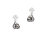 Small Bulldog - Mascot White Clear Crystal Diamond-Shape Earrings