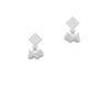 Mini Scottie Dog White Clear Crystal Diamond-Shape Earrings