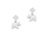 White Westie Dog White Clear Crystal Diamond-Shape Earrings