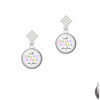 Domed Brave Wings White Clear Crystal Diamond-Shape Earrings
