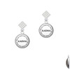 Domed Karma White Clear Crystal Diamond-Shape Earrings