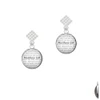 Domed Matthew 5:8 White Clear Crystal Diamond-Shape Earrings
