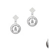 Domed She Believed She Could So She Did White Clear Crystal Diamond-Shape Earrings