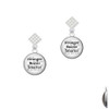 Domed Stronger Braver Smarter White Clear Crystal Diamond-Shape Earrings