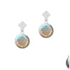 Domed Sun Sea Sand Serenity White Clear Crystal Diamond-Shape Earrings