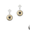 Domed Music - Drums White Clear Crystal Diamond-Shape Earrings