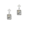Shadow Box ''Faith'' with Gold Tone Cross White Clear Crystal Diamond-Shape Earrings