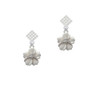 Bee on White Flower White Clear Crystal Diamond-Shape Earrings