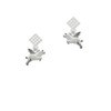 Flying Pig White Clear Crystal Diamond-Shape Earrings