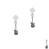Rock Star Guitar White Clear Crystal Diamond-Shape Earrings