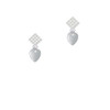 Mini Guitar Pick White Clear Crystal Diamond-Shape Earrings
