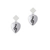 Large Clef on Guitar Pick White Clear Crystal Diamond-Shape Earrings
