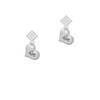 Small ''Aunt'' Heart with Clear Crystal White Clear Crystal Diamond-Shape Earrings