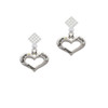 Heart with 3 AB Crystals - Believe Faith Prayer White Clear Crystal Diamond-Shape Earrings