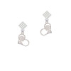 Boy Silhouette in Heart White Clear Crystal Diamond-Shape Earrings