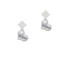 Small ''Daughter'' Heart with Clear Crystal White Clear Crystal Diamond-Shape Earrings