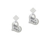 Large ''Best Friend'' Heart White Clear Crystal Diamond-Shape Earrings