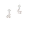 German Shepard Silhouette Heart White Clear Crystal Diamond-Shape Earrings