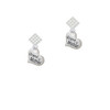Small ''Grandmother'' Heart with Clear Crystal White Clear Crystal Diamond-Shape Earrings
