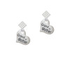 Large ''Grandmother'' Heart with Clear Crystal White Clear Crystal Diamond-Shape Earrings
