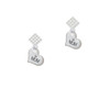 Small ''Mom'' Heart with Clear Crystal White Clear Crystal Diamond-Shape Earrings