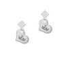 Large ''Mom'' Heart with Clear Crystal White Clear Crystal Diamond-Shape Earrings