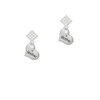 Small ''Mother'' Heart with Clear Crystal White Clear Crystal Diamond-Shape Earrings