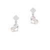 Stallion Silhouette Heart White Clear Crystal Diamond-Shape Earrings