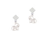 Westie Silhouette Heart White Clear Crystal Diamond-Shape Earrings