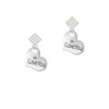 Large I Love You Heart White Clear Crystal Diamond-Shape Earrings