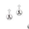 Domed Jazz Girl with Hat White Clear Crystal Diamond-Shape Earrings