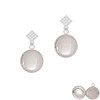 20mm Round Locket - Blank White Clear Crystal Diamond-Shape Earrings