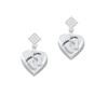 Baby Feet Heart Locket White Clear Crystal Diamond-Shape Earrings