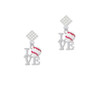 Love with Baseball White Clear Crystal Diamond-Shape Earrings