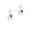 Love with Football White Clear Crystal Diamond-Shape Earrings